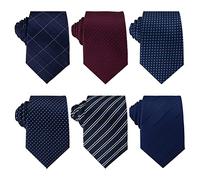 Adulove Men's Necktie Classic Silk Tie Woven Jacquard Neck Ties 6 PCS, Dark Blue, Red, Blue, Dark Blue, Navy, Blue, One size