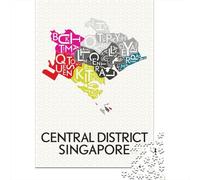 Adult 1000 Piece Jigsaw, Central District Singapore Map Art, Festive Gift, 52x38cm/1000pcs