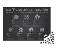 Adult 1000-Piece Jigsaw Puzzle, 7 Virtues of Bushido - Samurai Code For Success, 70x50cm/1000pcs, White Cardboard for Steady Handling; Screen-free Family Time at Home