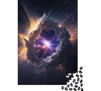Adult 1000-Piece Jigsaw Puzzle, Black Hole, 38x26cm/1000pcs; White Card Pieces for A Neat Table; for Quiet Focus at Your Own Pace