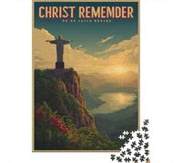 Adult 1000-Piece Jigsaw Puzzle, Christ The Redeemer Statue, 52x38cm/1000pcs; for Calm Concentration at Home; Low-dust White Cardboard Pieces