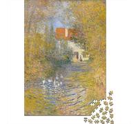 Adult 1000-Piece Jigsaw Puzzle, Claude Monets The Geese, 52x38cm/1000pcs, for Progress Whenever Time Allows; White Card with A Low-dust Finish
