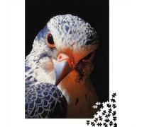 Adult 1000-Piece Jigsaw Puzzle, Close-up of A Falcon's Face, 38x26cm/1000pcs, for Progress Whenever Time Allows; White Card Pieces for Easy Sorting