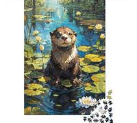 Adult 1000-Piece Jigsaw Puzzle, Contentment in The Lilies, 38x26cm/1000pcs, for Progress Whenever Time Allows; White Card with A Low-dust Finish