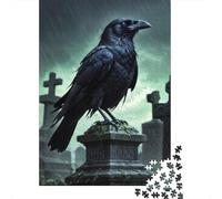 Adult 1000-Piece Jigsaw Puzzle, Crow Eerie Messenger, 70x50cm/1000pcs, White Pieces with A Smooth Surface; for Calm Hands-on Time after Work