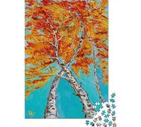 Adult 1000-Piece Jigsaw Puzzle, Dancing Birches, 38x26cm/1000pcs, for Progress Whenever Time Allows; Clean White Cardboard for Sorting