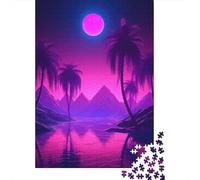 Adult 1000-Piece Jigsaw Puzzle, Dreamy Synthwave Horizons, 38x26cm/1000pcs, Low-dust White Cardboard Pieces; Shared Family Time Around The Table