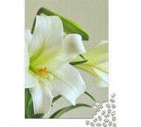 Adult 1000-Piece Jigsaw Puzzle, Elegant White Lily Floral Arrangement, 70x50cm/1000pcs; for Quiet Focus at Your Own Pace; White Card Pieces for Tidy Handling