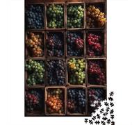 Adult 1000-Piece Jigsaw Puzzle, Fresh Wine Grape Selection, 52x38cm/1000pcs; for Calm Hands-on Time after Work; White Card Pieces for A Neat Table