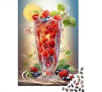 Adult 1000-Piece Jigsaw Puzzle, Fruit Smoothie with Raspberries And Blueberries, 38x26cm/1000pcs; A Thoughtful Gift for A New Home; White Pieces for Organised Sorting