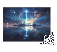 Adult 1000-Piece Jigsaw Puzzle, Galactic Reflections A Cosmic Oasis, 70x50cm/1000pcs, Smooth White Cardboard Pieces; Family Table Time Without A Screen