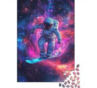 Adult 1000-Piece Jigsaw Puzzle, Galactic Snowboarder, 52x38cm/1000pcs, to Return to Whenever Time Permits; Clean White Cardboard for Sorting