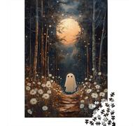 Adult 1000-Piece Jigsaw Puzzle, Ghost in The Forest, 38x26cm/1000pcs, White Pieces with A Smooth Surface; for Calm Hands-on Time after Work