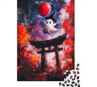Adult 1000-Piece Jigsaw Puzzle, Ghostly Halloween in Japan, 38x26cm/1000pcs, for Progress Whenever Time Allows; White Card with A Low-dust Finish