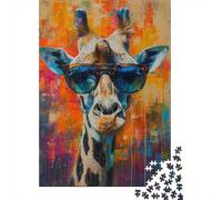 Adult 1000-Piece Jigsaw Puzzle, Giraffe Wall Art Print-3, 70x50cm/1000pcs, for Progress Whenever Time Allows; White Card Pieces for Easy Sorting
