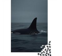 Adult 1000-Piece Jigsaw Puzzle, Graceful Giants Orca Whale, 38x26cm/1000pcs; Clean White Cardboard for Sorting; Family Table Time Without A Screen