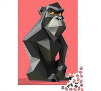 Adult 1000-Piece Jigsaw Puzzle, Low Poly Gorilla, 38x26cm/1000pcs, Low-dust White Cardboard Pieces; An Unhurried Indoor Weekend Activity