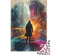 Adult 1000-Piece Jigsaw Puzzle, Man Facing Bright Future, 52x38cm/1000pcs; White Cardboard with A Clean Surface; Tabletop Entertainment at Home