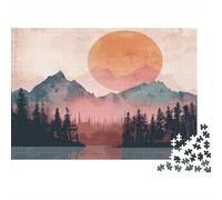 Adult 1000-Piece Jigsaw Puzzle, Nature's Serenity Sunset Reflections, 52x38cm/1000pcs, for Relaxed Evenings at The Table; White Pieces with A Smooth Surface