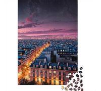 Adult 1000-Piece Jigsaw Puzzle, Paris Night Sky, 52x38cm/1000pcs; for Quiet Focus at Your Own Pace; White Card Pieces for Tidy Handling