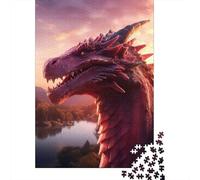 Adult 1000-Piece Jigsaw Puzzle, Red Ruby Dragon, 52x38cm/1000pcs, for Relaxed Evenings at The Table; Smooth White Cardboard Pieces