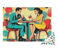 Adult 1000-Piece Jigsaw Puzzle, Romantic Dinner Date Ideas, 70x50cm/1000pcs, Easy to Pause And Continue Later; White Card Pieces for Tidy Handling