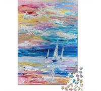 Adult 1000-Piece Jigsaw Puzzle, Sailing Away, 52x38cm/1000pcs, for Relaxed Evenings at The Table; Smooth White Cardboard Pieces