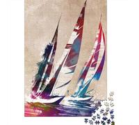 Adult 1000-Piece Jigsaw Puzzle, Sailing Sport Art, 70x50cm/1000pcs, White Pieces with A Smooth Surface; for Calm Hands-on Time after Work