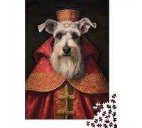 Adult 1000-Piece Jigsaw Puzzle, Schnauzer The Pope, 38x26cm/1000pcs; White Cardboard with A Clean Surface; for Calm Concentration at Home