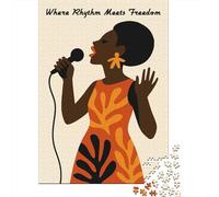 Adult 1000-Piece Jigsaw Puzzle, Singer with Microphone, Rhythm And Freedom, 70x50cm/1000pcs; for Progress Whenever Time Allows; Low-dust White Pieces for Sorting