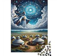 Adult 1000-Piece Jigsaw Puzzle, Sky Temple Ancient Astronauts, 52x38cm/1000pcs; Clean White Cardboard for Sorting; Family Table Time Without A Screen