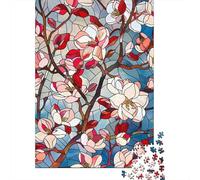 Adult 1000-Piece Jigsaw Puzzle, Spring Cherry Blossoms, 52x38cm/1000pcs, for Progress Whenever Time Allows; White Card with A Low-dust Finish