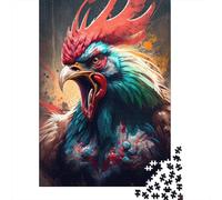 Adult 1000-Piece Jigsaw Puzzle, The Excited Cock, 52x38cm/1000pcs, for Calm Hands-on Time after Work; Low-dust White Pieces for Sorting