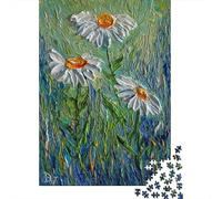 Adult 1000-Piece Jigsaw Puzzle, Three Daisies, 52x38cm/1000pcs, Smooth White Cardboard Pieces; for An Enjoyable Break at The Table