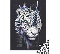 Adult 1000-Piece Jigsaw Puzzle, Tiger Code, 38x26cm/1000pcs; White Cardboard with A Clean Surface; for Calm Concentration at Home