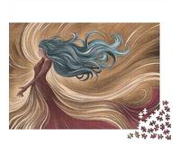 Adult 1000-Piece Jigsaw Puzzle, Whispering Winds A Woman's Journey Through Time, 38x26cm/1000pcs, Easy to Pause And Continue Later; White Card Pieces for Tidy Handling