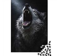 Adult 1000-Piece Jigsaw Puzzle, Wolf Howling with Mouth Open, 70x50cm/1000pcs, Low-dust White Cardboard Pieces; An Unhurried Indoor Weekend Activity