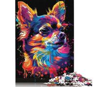 Adult 1000 Piece Jigsaw Puzzles Chihuahua DJ Neon Jigsaw Puzzle Wood Jigsaw Brain Challenge Puzzle Toy Game 1000pcs (75x50cm)