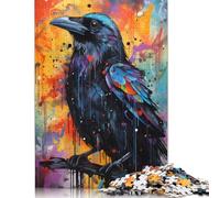 Adult 1000 Piece Jigsaw Puzzless Abstract Raven Watercolor Creative Square Jigsaw Puzzles for Adults And Paper Puzzles Challenging Game 1000pcs (38x26cm)