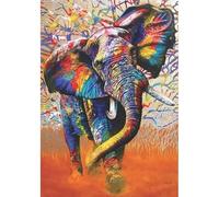 Adult 1500-piece（87x57cm） Elephant Painting Animal World Wooden Jigsaw Puzzle - Manual Dexterity Game - Home Decoration