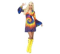Adult 1960s Psychedelic Tie Dye Lady Fancy Dress Party Costume