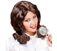 Adult 1970s Pop Star Brown Wig Disco Fancy Dress Retro ABBA Style Wig