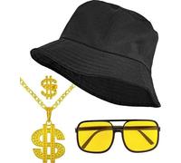 Adult 1990s Black Hip Hop Accessory Kit Fancy Dress Rapper Outfit