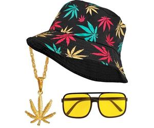 Adult 1990s Ganja Hip Hop Accessory Kit Fancy Dress Rapper Outfit
