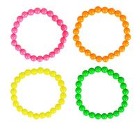 Adult 20cm Neon Bracelets 80's Retro Beads x 4 (Astd Colours)