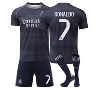 (Adult 24(130-140cm)) 2025-26 Real Madrid 2nd Away #7 Ronaldo Football Kits with Socks