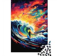 Adult 500 Piece Jigsaw Puzzles Colorful Art Surfing Jigsaw Puzzle Wood Jigsaw Brain Challenge Puzzle Toy Game 500pcs (52x38cm)