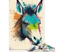 Adult 500 Pieces Jigsaw Puzzles Colourful Donkey Head Puzzling Challenging Difficult Jigsaw Puzzle Wooden DIY Home Decoration 500pcs (52x38cm)