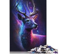 Adult 500 Pieces Jigsaw Puzzles Galaxy Animal Deer Puzzling Challenging Difficult Jigsaw Puzzle Wooden DIY Home Decoration 500pcs (52x38cm)