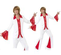 Adult 70s 1970s Music Super Trooper Disco Flares Adult Fancy Dress Costume New